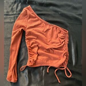Mimi Chica Orange One-Shoulder Crop Top